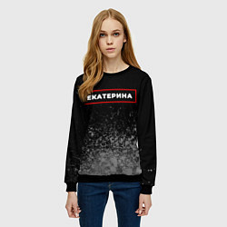 Свитшот женский Екатерина - в красной рамке на темном, цвет: 3D-черный — фото 2