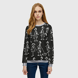 Свитшот женский Черно-белые люди, цвет: 3D-меланж — фото 2