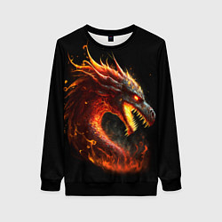 Свитшот женский Яростный огненный дракон, цвет: 3D-черный
