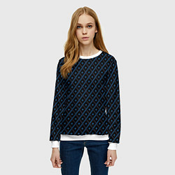 Свитшот женский Ромбики синие, цвет: 3D-белый — фото 2