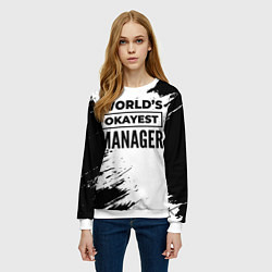 Свитшот женский Worlds okayest manager - white, цвет: 3D-белый — фото 2