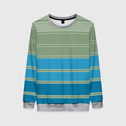 Свитшот женский Оливковые и голубые полосы, цвет: 3D-меланж