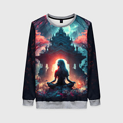 Свитшот женский Медитирующая девушка, цвет: 3D-меланж