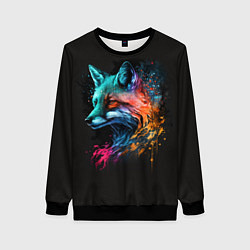 Свитшот женский Неоновая лисичка, цвет: 3D-черный