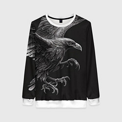 Свитшот женский Черно-белый ворон, цвет: 3D-белый