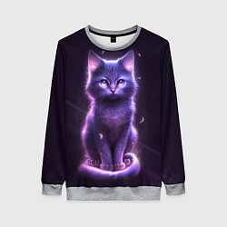 Свитшот женский Неоновый котик в лесу, цвет: 3D-меланж