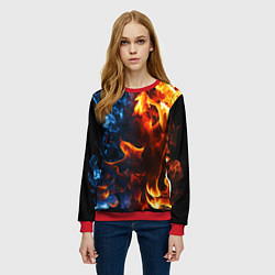 Свитшот женский Битва огней - два пламени, цвет: 3D-красный — фото 2
