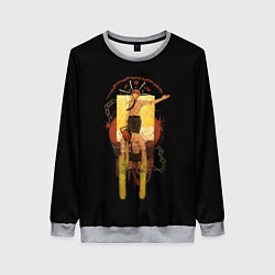 Свитшот женский Человек-бензопила Дэндзи и Пауэр на чёрном фоне, цвет: 3D-меланж
