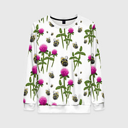 Женский свитшот Клевер и пчёлки - паттерн