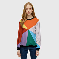 Свитшот женский Разноцветные пересекающиеся треугольники, цвет: 3D-черный — фото 2
