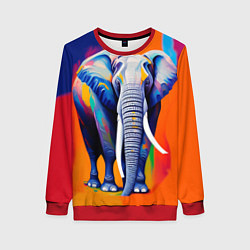Свитшот женский Слон красочный, цвет: 3D-красный
