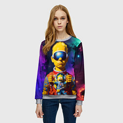 Свитшот женский Барт Симпсон в космосе - нейросеть, цвет: 3D-меланж — фото 2