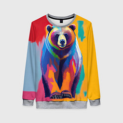 Свитшот женский Медведь красочный, цвет: 3D-меланж