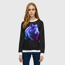 Свитшот женский Хомяк неон, цвет: 3D-белый — фото 2