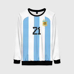 Свитшот женский Дибала форма сборной Аргентины домашняя, цвет: 3D-черный