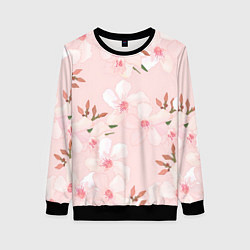 Свитшот женский Нежные лепестки, цвет: 3D-черный