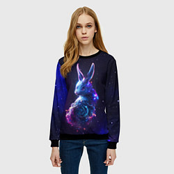 Свитшот женский Космический звёздный кролик, цвет: 3D-черный — фото 2