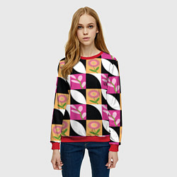 Свитшот женский Веточка и цветок, цвет: 3D-красный — фото 2