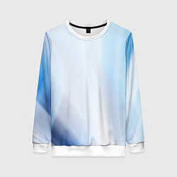 Свитшот женский Светлые синие и голубые волны, цвет: 3D-белый