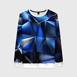 Свитшот женский Polygon blue abstract, цвет: 3D-белый