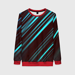 Свитшот женский Stripes line neon color, цвет: 3D-красный
