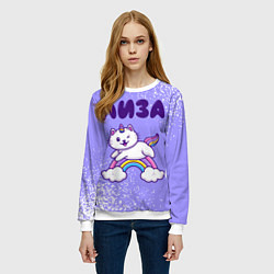 Свитшот женский Лиза кошка единорожка, цвет: 3D-белый — фото 2