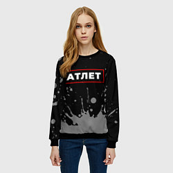Свитшот женский Атлет - в рамке красного цвета, цвет: 3D-черный — фото 2