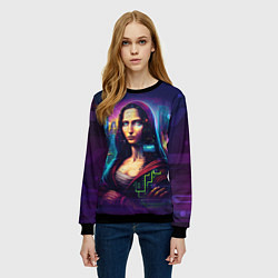 Свитшот женский Cyberpunk Mona Lisa, цвет: 3D-черный — фото 2