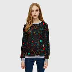 Свитшот женский Геометрия знаки символы, цвет: 3D-меланж — фото 2