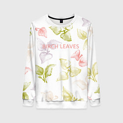 Свитшот женский Birch leaves, цвет: 3D-белый
