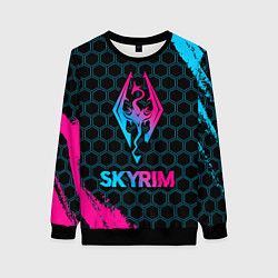 Свитшот женский Skyrim - neon gradient, цвет: 3D-черный