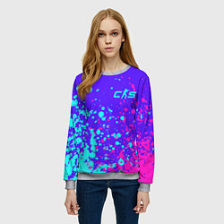 Свитшот женский Counter Strike 2 - Неоновые Брызги, цвет: 3D-меланж — фото 2
