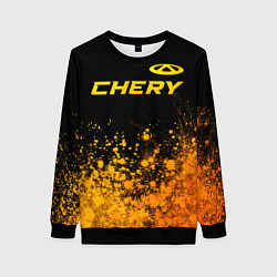 Свитшот женский Chery - gold gradient: символ сверху, цвет: 3D-черный