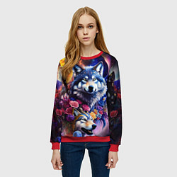 Свитшот женский Звездные волки, цвет: 3D-красный — фото 2