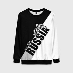 Свитшот женский Russia national team: black and white lines, цвет: 3D-черный