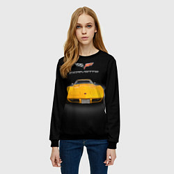 Свитшот женский Американский маслкар Chevrolet Corvette Stingray, цвет: 3D-черный — фото 2