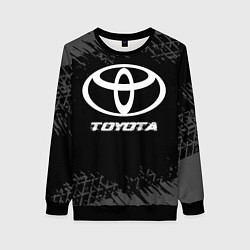 Женский свитшот Toyota speed на темном фоне со следами шин