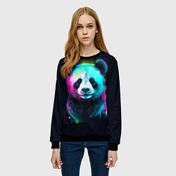 Свитшот женский Панда в неоновых красках, цвет: 3D-черный — фото 2