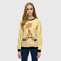 Свитшот женский Малыш жираф, цвет: 3D-черный — фото 2