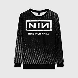 Женский свитшот Nine Inch Nails с потертостями на темном фоне