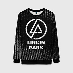Свитшот женский Linkin Park с потертостями на темном фоне, цвет: 3D-черный
