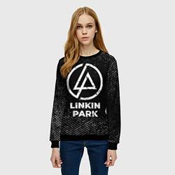Свитшот женский Linkin Park с потертостями на темном фоне, цвет: 3D-черный — фото 2