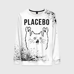 Женский свитшот Placebo рок кот на светлом фоне
