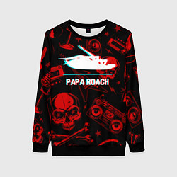 Свитшот женский Papa Roach rock glitch, цвет: 3D-черный