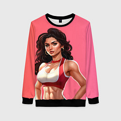 Женский свитшот Спортивная девушка с прессом