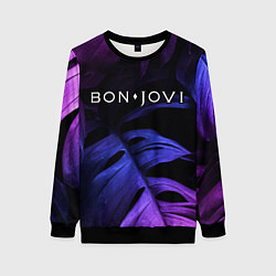 Женский свитшот Bon Jovi neon monstera