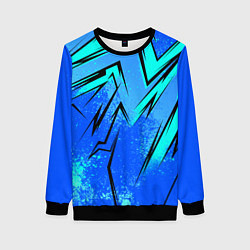 Свитшот женский Sport uniform - синие брызки, цвет: 3D-черный