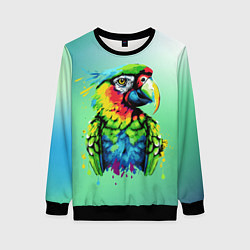 Свитшот женский Разноцветный попугай, цвет: 3D-черный