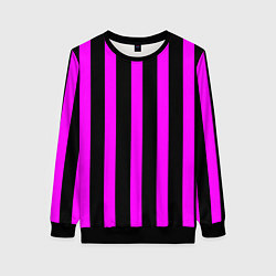 Свитшот женский В полоску черного и фиолетового цвета, цвет: 3D-черный