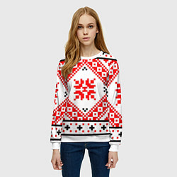 Свитшот женский Удмуртский стиль, цвет: 3D-белый — фото 2